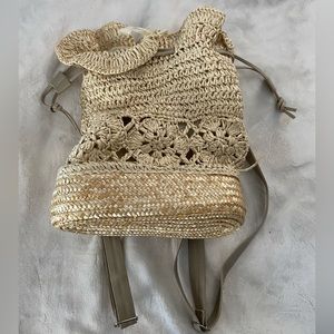 Woven Straw Crochet Backpack
